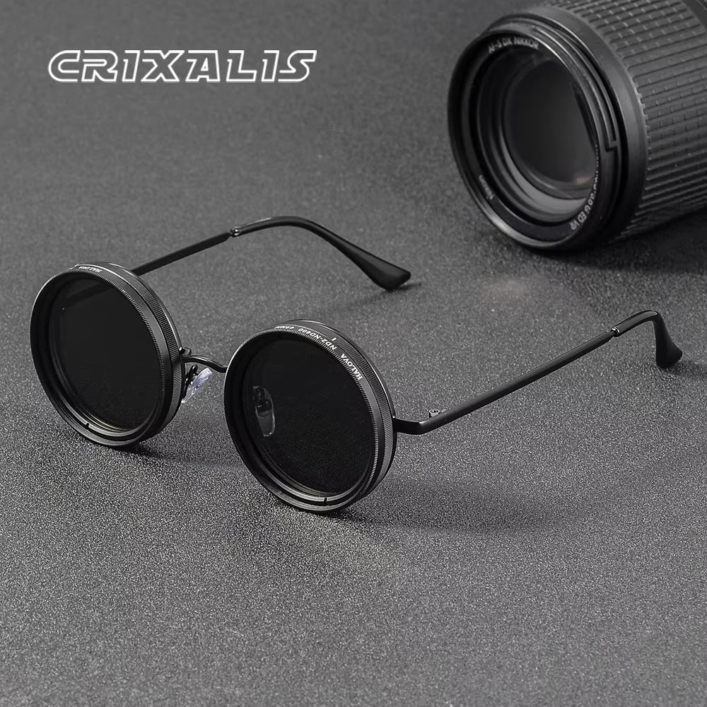 Adjustable Tint Sunglasses Men 1-9 Gears round Polarized Glasses Women with ND Filter Lens Beach Shady Fishing Driving