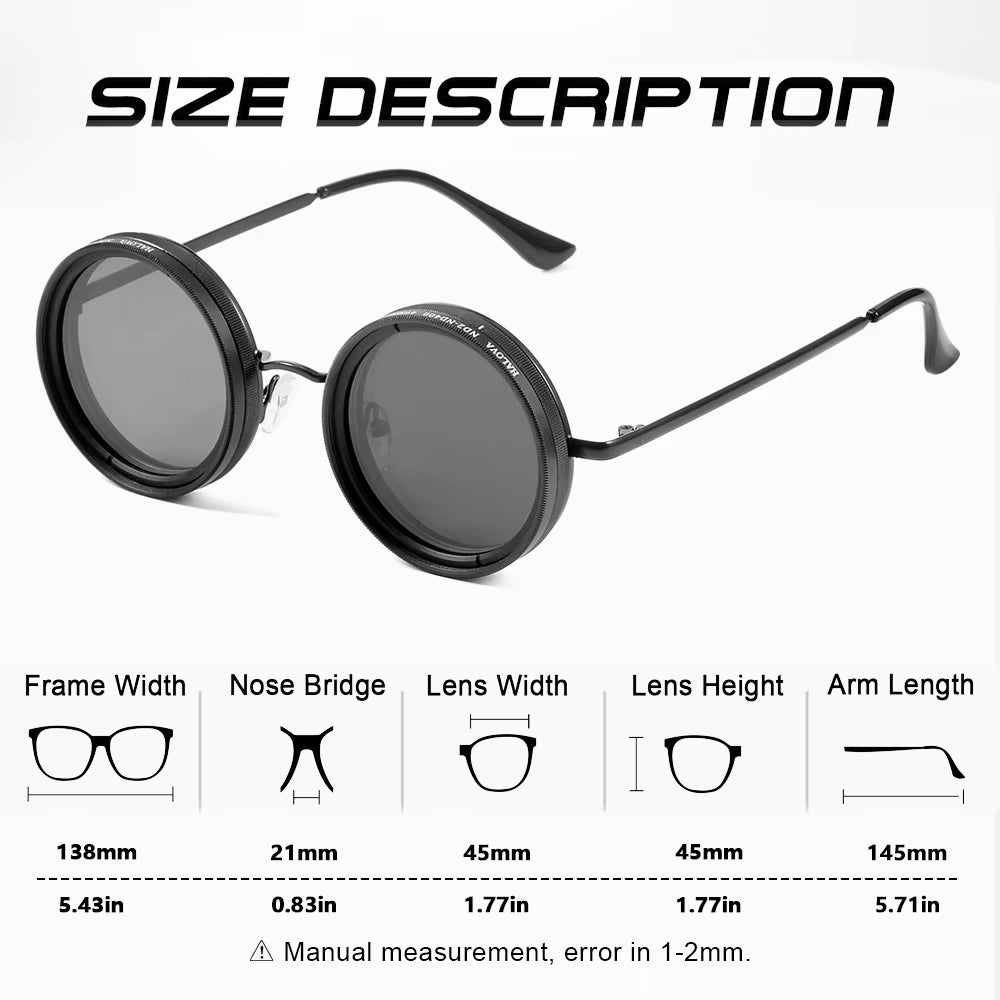 Adjustable Tint Sunglasses Men 1-9 Gears round Polarized Glasses Women with ND Filter Lens Beach Shady Fishing Driving