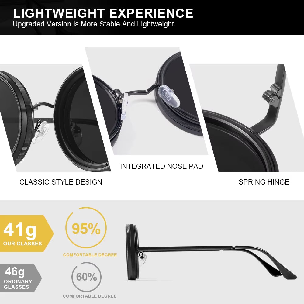 Adjustable Tint Sunglasses Men 1-9 Gears round Polarized Glasses Women with ND Filter Lens Beach Shady Fishing Driving